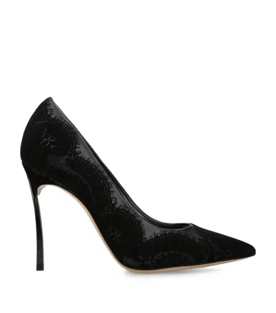 Casadei Lace-leather Blade Pumps 100 In Black