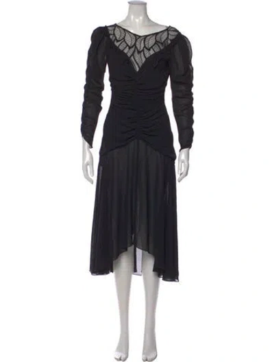 Pre-owned Casadei Lace Pattern Long Dress In Black