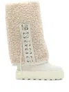 Casadei Lace-up Faux-shearling Boots In Neutral