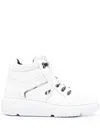 Casadei Lace-up Leather Ankle Boots In White