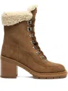 Casadei Lace-up Shearling Boots In Brown