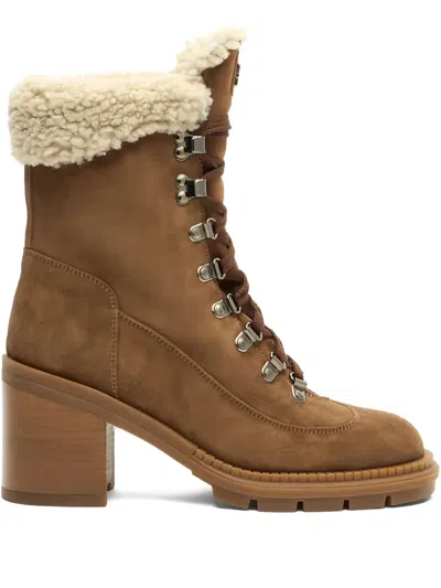 CASADEI LACE-UP SHEARLING BOOTS