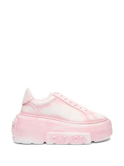 Casadei Lace-up Sneakers In Pink