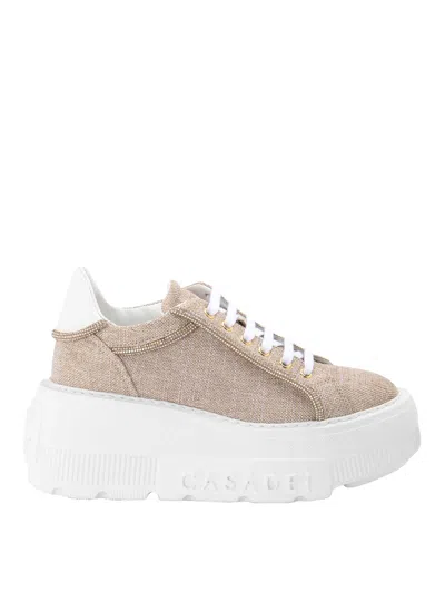 Casadei Nexus Queen Bee Sneakers - Woman Xxl Sole Gold And White 38.5