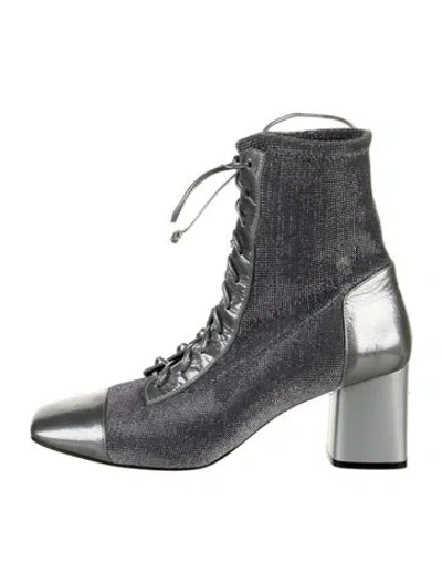 Pre-owned Casadei Lace-up Boots In Metallic/silver