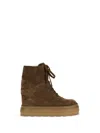 Casadei Suede Platform Wedge Boot In Brown