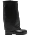 Casadei Layered Detail Leather Boots For Women In Black
