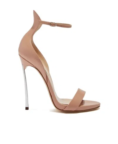 Casadei Leather 120mm Heeled Sandals In Nude