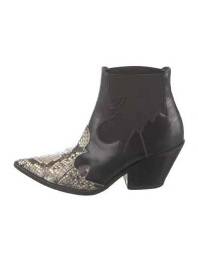 Pre-owned Casadei Leather Animal Print Chelsea Boots In Black