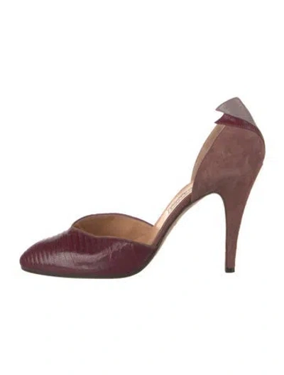 Pre-owned Casadei Leather Animal Print D'orsay Pumps In Burgundy