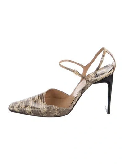 Pre-owned Casadei Leather Animal Print Pumps In Neutrals
