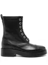 Casadei Leather Combat Boots In Black