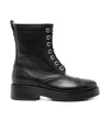 Casadei Leather Combat Boots In Black