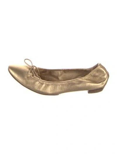 Pre-owned Casadei Leather Ballet Flats In Gold