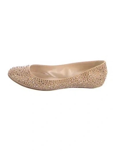 Pre-owned Casadei Leather Ballet Flats In Neutral