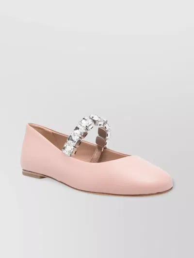 Casadei Leather Ballet Flats With Crystal Embellished Strap