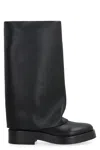 Casadei Layered Detail Leather Boots For Women In Black