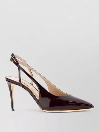 Casadei Leather Chanel Mules Open Toe Slingback In Brown