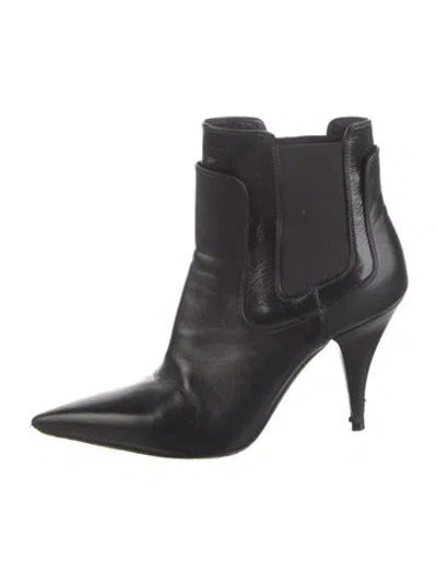 Pre-owned Casadei Leather Chelsea Boots In Black