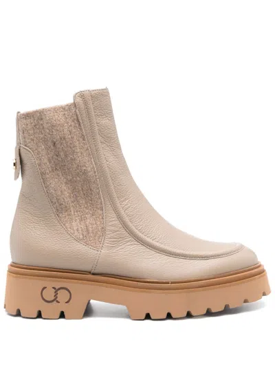 Casadei Leather Chelsea Boots In Neutrals