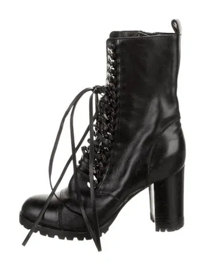 Pre-owned Casadei Leather Combat Boots In Black