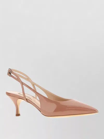 Casadei Leather Giulia Mules Kitten Heel Slingback In Brown