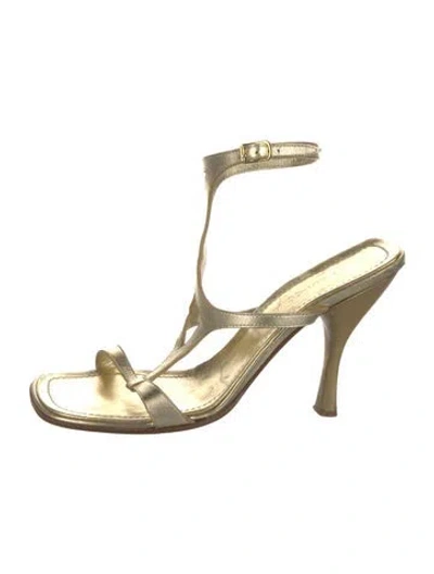 Pre-owned Casadei Leather Gladiator Sandals In Gold