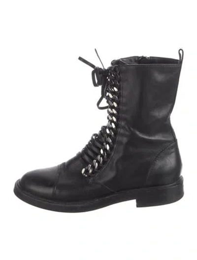 Pre-owned Casadei Leather Lace-up Boots In Black