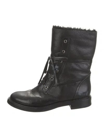 Pre-owned Casadei Leather Lace-up Boots In Black