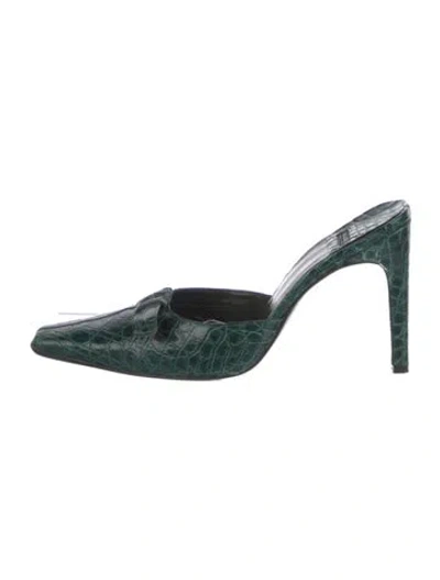 Pre-owned Casadei Leather Mules In Green