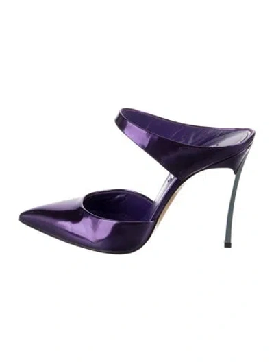 Pre-owned Casadei Leather Mules In Purple