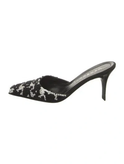 Pre-owned Casadei Leather Patterned Mules In Black