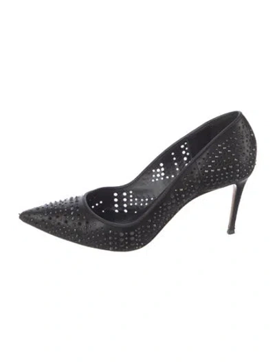 Pre-owned Casadei Leather Patterned Pumps In Black