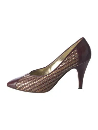 Pre-owned Casadei Leather Patterned Pumps In Brown