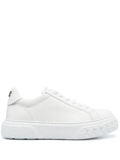 Casadei Leather Platform Sneaker In White