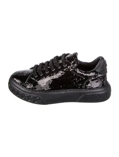 Pre-owned Casadei Leather Printed Sneakers In Black