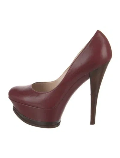 Pre-owned Casadei Leather Pumps In Burgundy