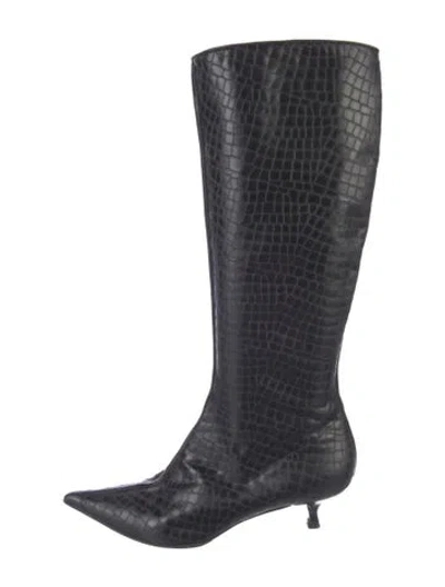 Pre-owned Casadei Leather Riding Boots In Black