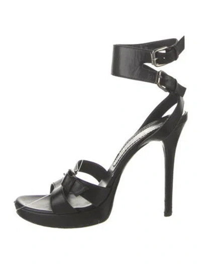 Pre-owned Casadei Leather Sandals In Black