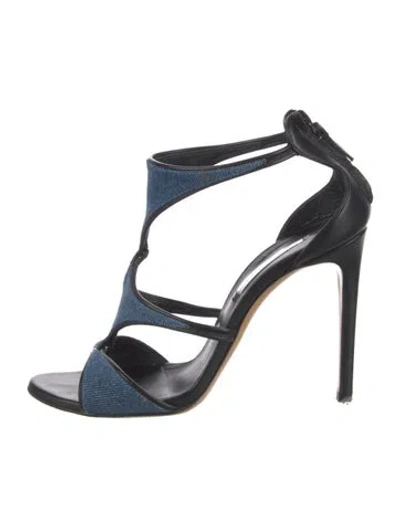 Pre-owned Casadei Leather Sandals In Black/blue