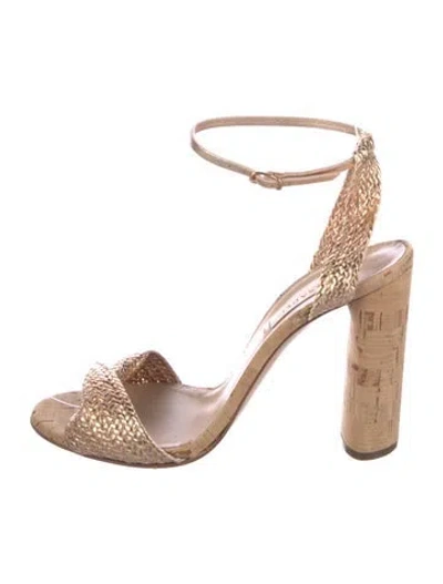 Pre-owned Casadei Leather Sandals In Gold