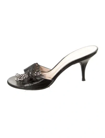 Pre-owned Casadei Leather Slides In Black