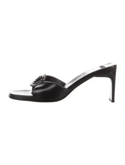 Pre-owned Casadei Leather Slides In Black