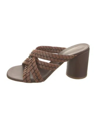 Pre-owned Casadei Leather Slides In Brown