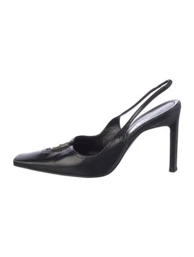 Pre-owned Casadei Leather Slingback Pumps In Black
