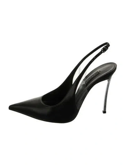 Pre-owned Casadei Leather Slingback Pumps In Black