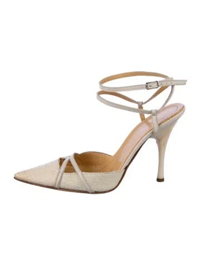 Pre-owned Casadei Leather Slingback Pumps In Neutral