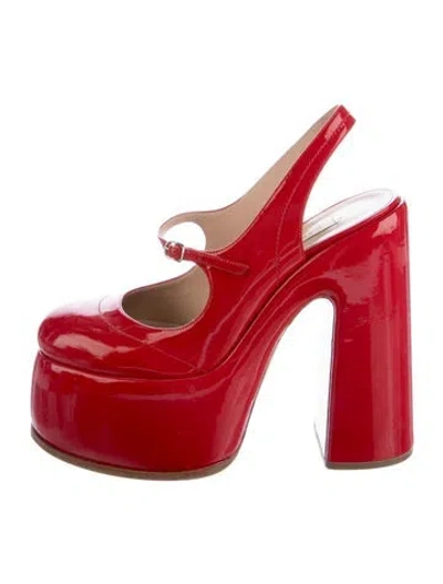Pre-owned Casadei Leather Slingback Pumps In Red