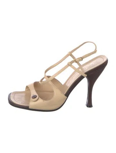 Pre-owned Casadei Leather Slingback Sandals In Neutral