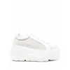 Casadei White Platform Sneakers Interwoven Design In Polyurethane Woman